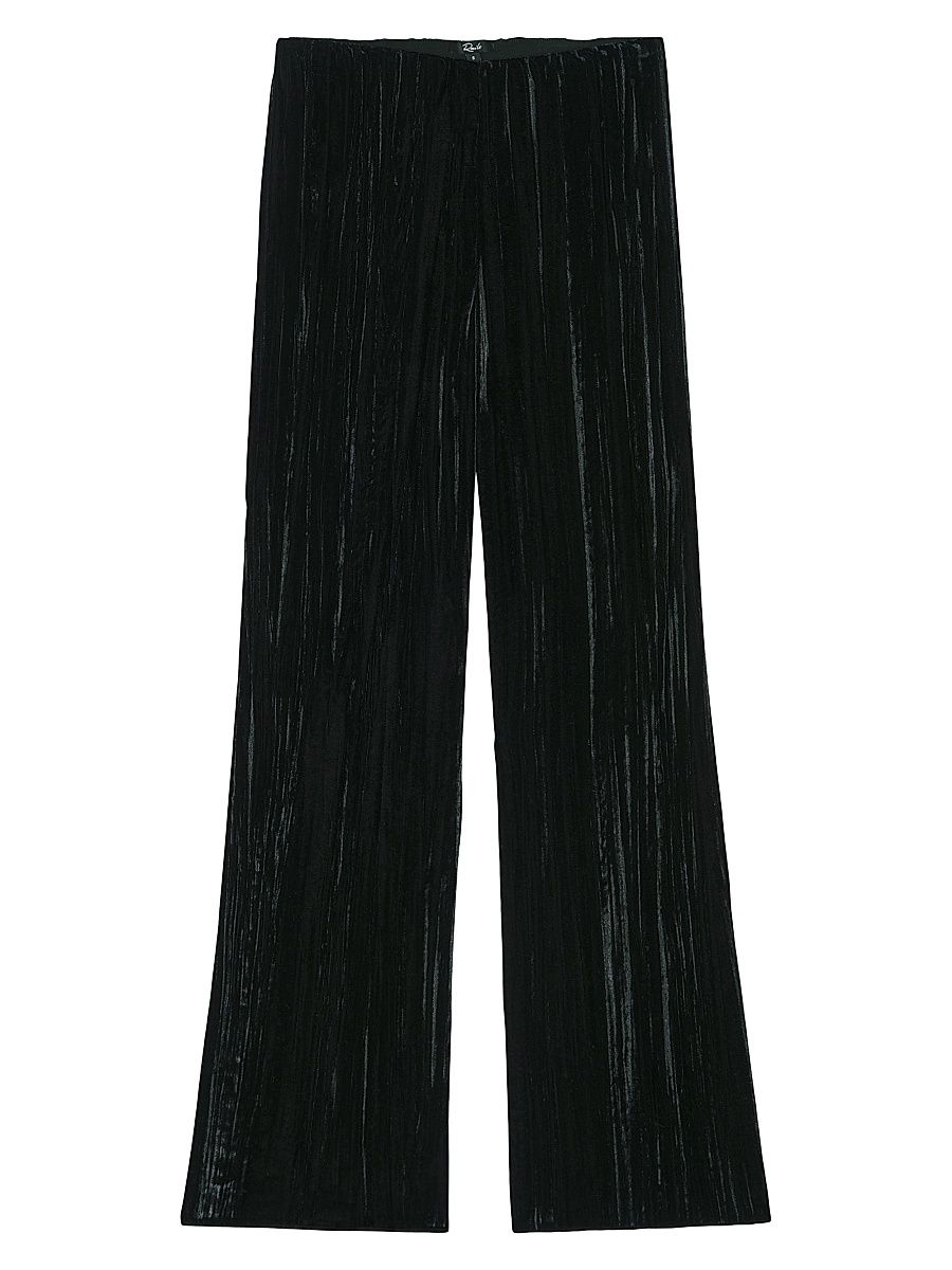 Women's Brissa Crinkled Velvet Pants - Black Velvet - Size XL
