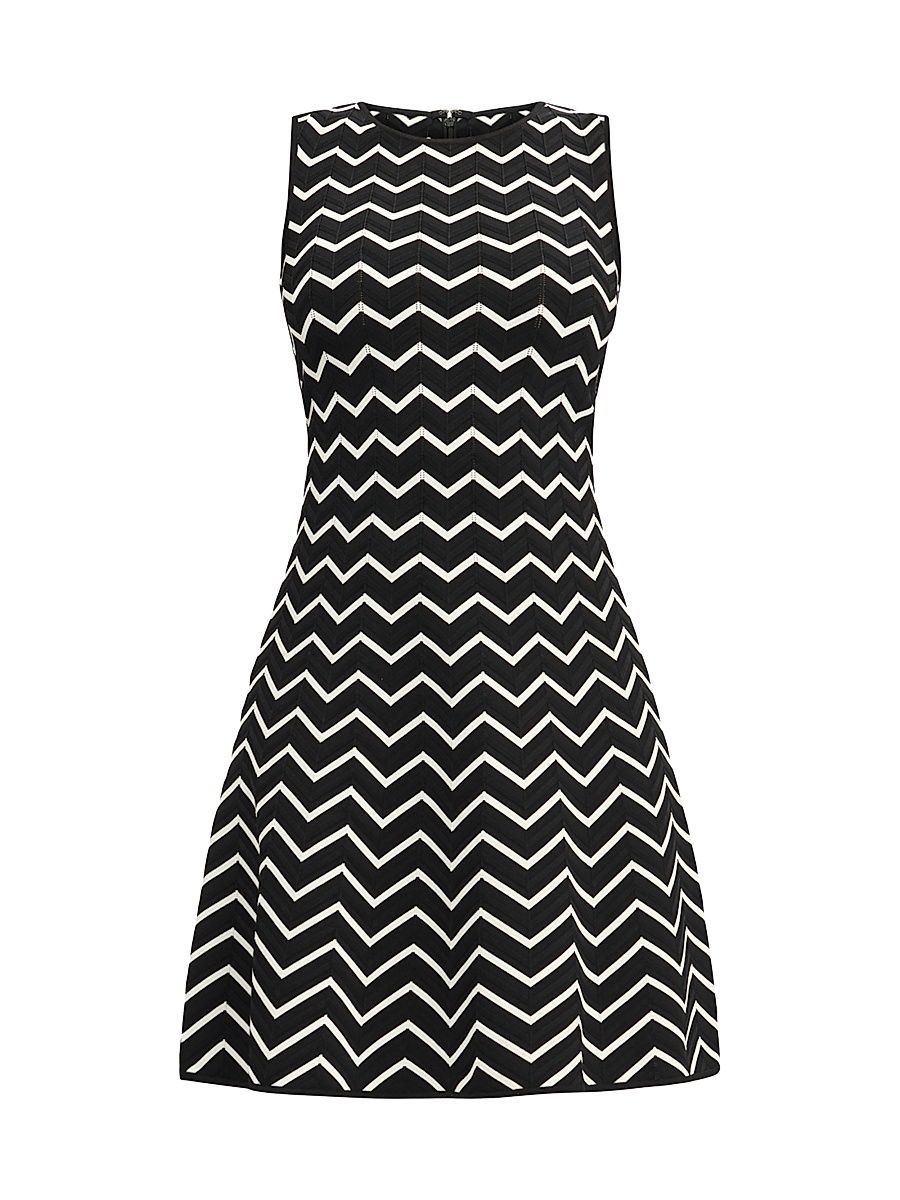 Women's Bryn Chevron Sleeveless Minidress - Alabaster Black Combo - Size XXS
