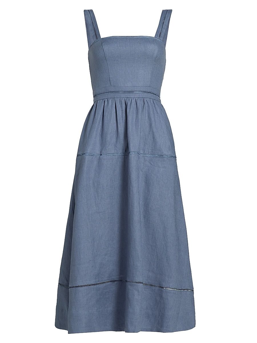 Women's Everett Linen Midi-Dress - Cornflower - Size 12