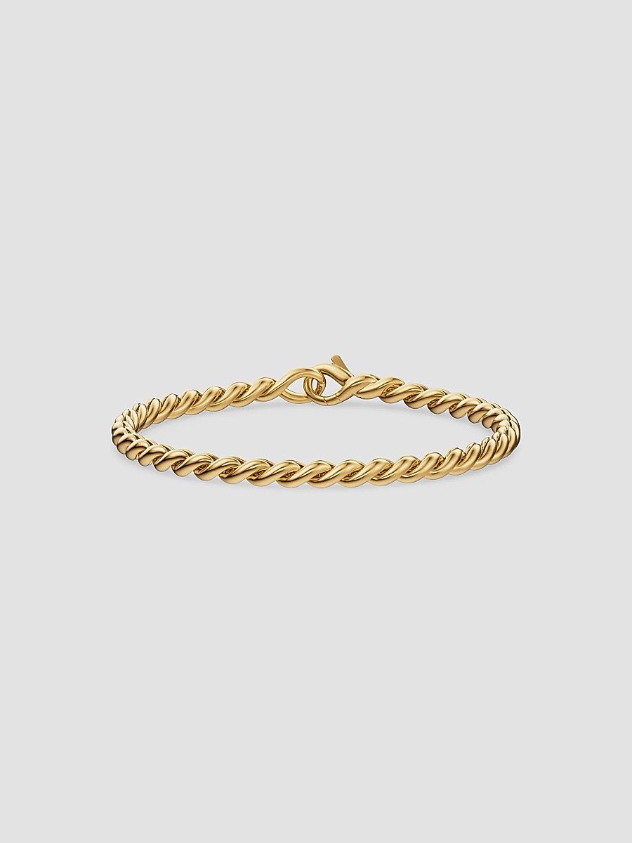 David Yurman Women's Sculpted Cable Chain Bracelet in 18K Yellow Gold, 3.7MM - Gold - Size Large