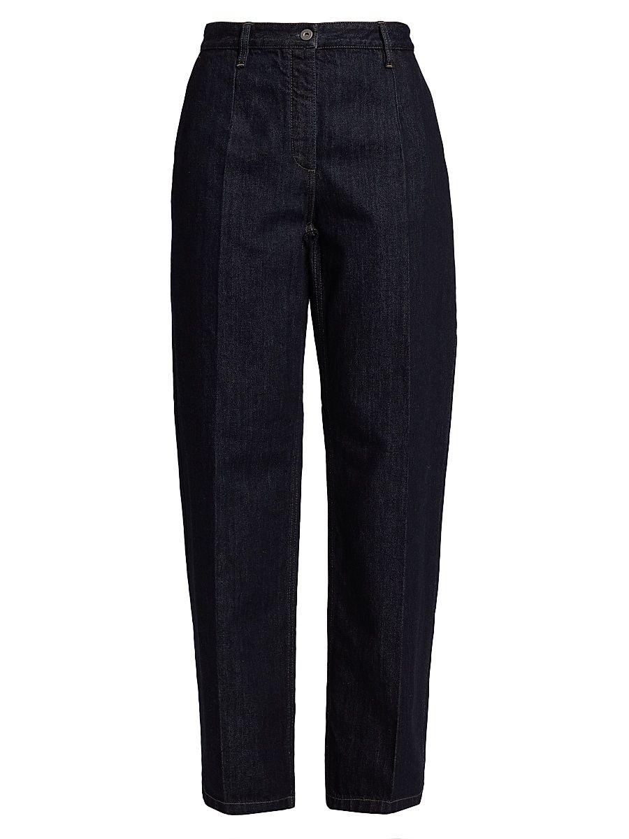 Women's Creased Denim Trousers - Magnet - Size 12