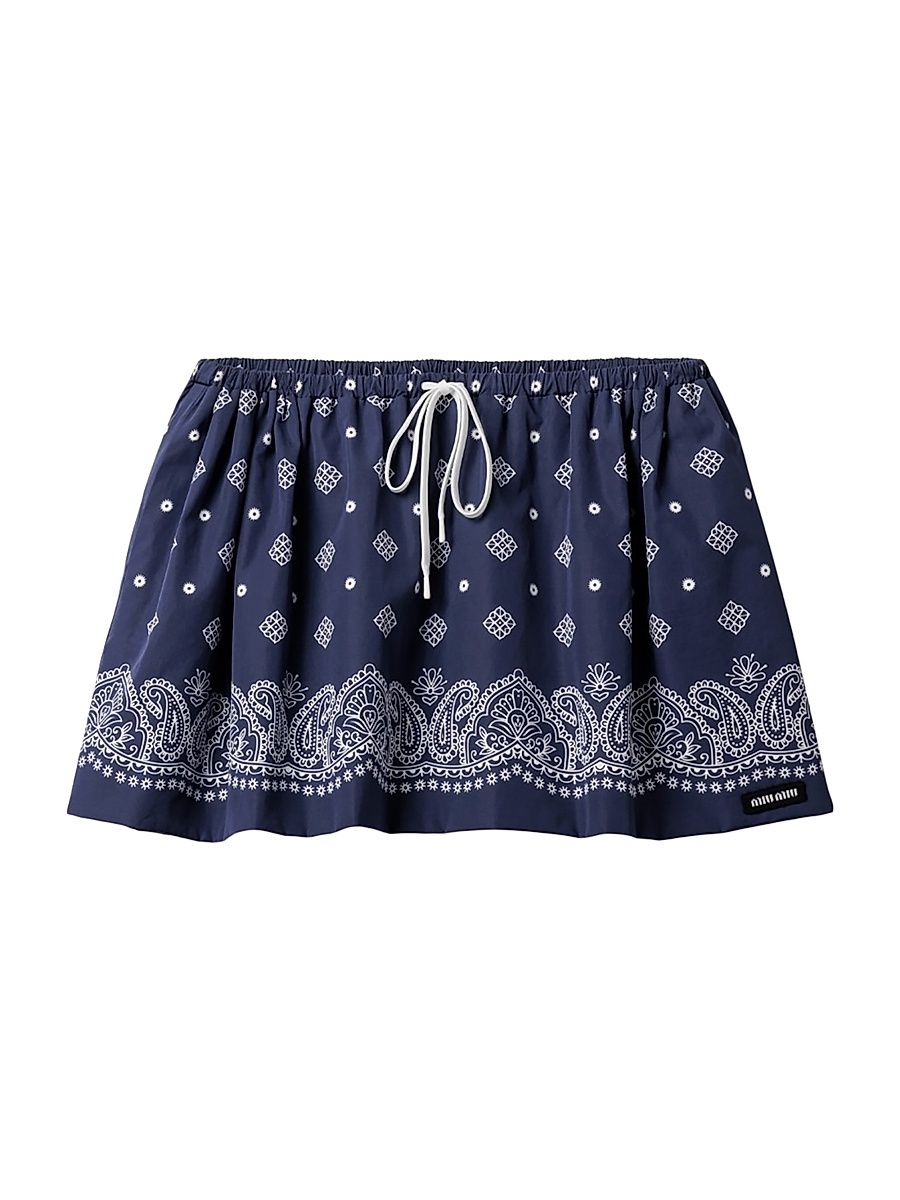 Women's Bandana Print Poplin Miniskirt - Blue - Size 4