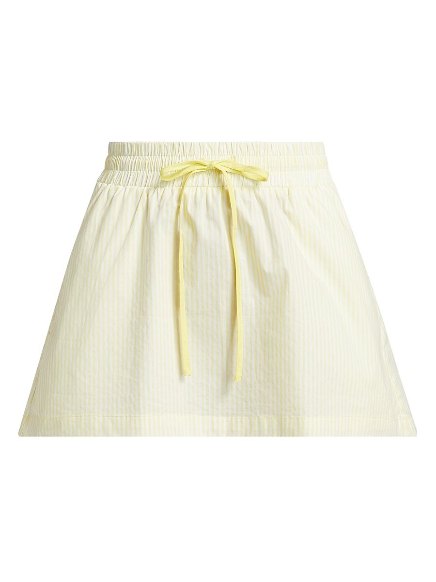 Women's Indi Drawstring Miniskirt - Buttermilk Pinstripe - Size 6