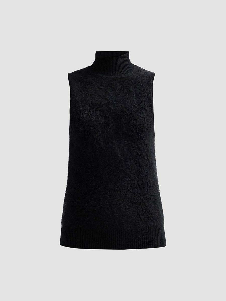 Women's Dora Cashmere Sleeveless Sweater - Black - Size XL