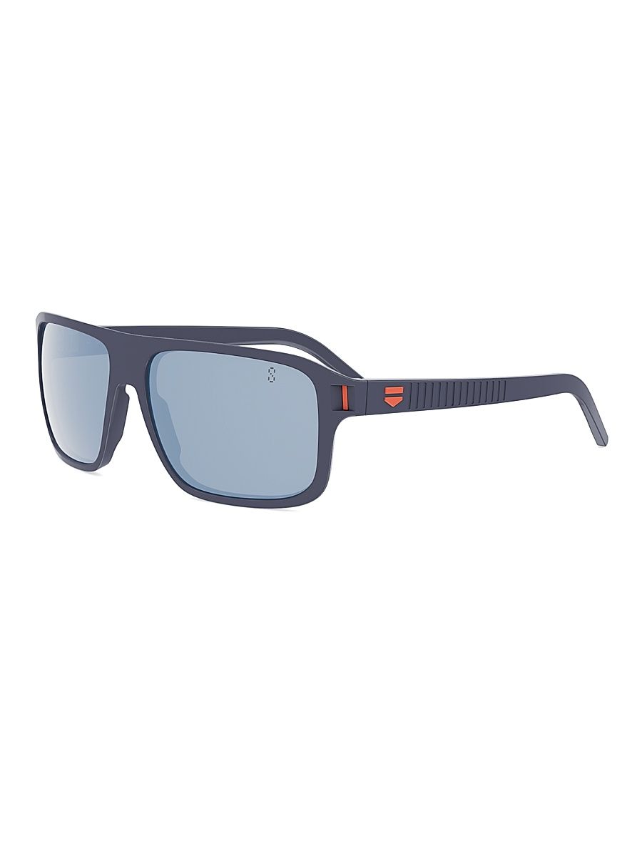 Men's Drive 59MM Rectangular Sunglasses - Matte Blue And Brown Polarized