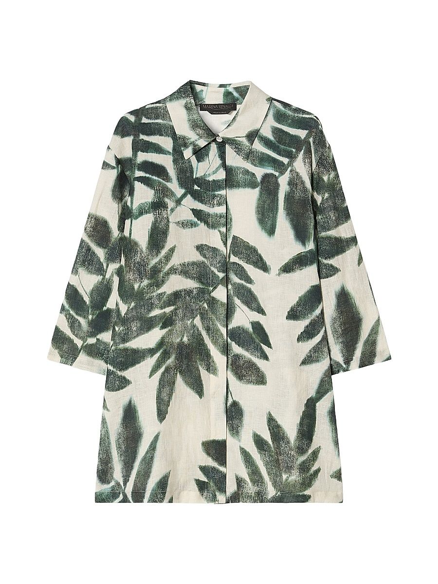 Women's Linen Canvas Tunic - Olive Green - Size 22