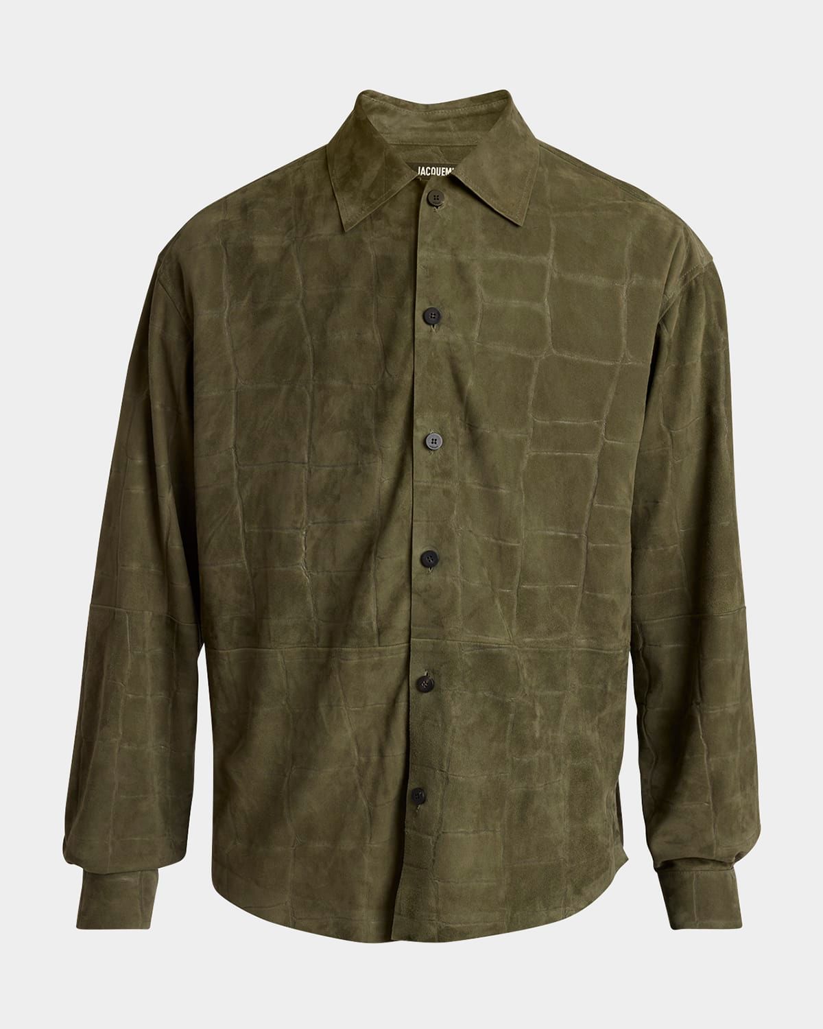 Men & apos;s Croc-Embossed Leather Sport Shirt