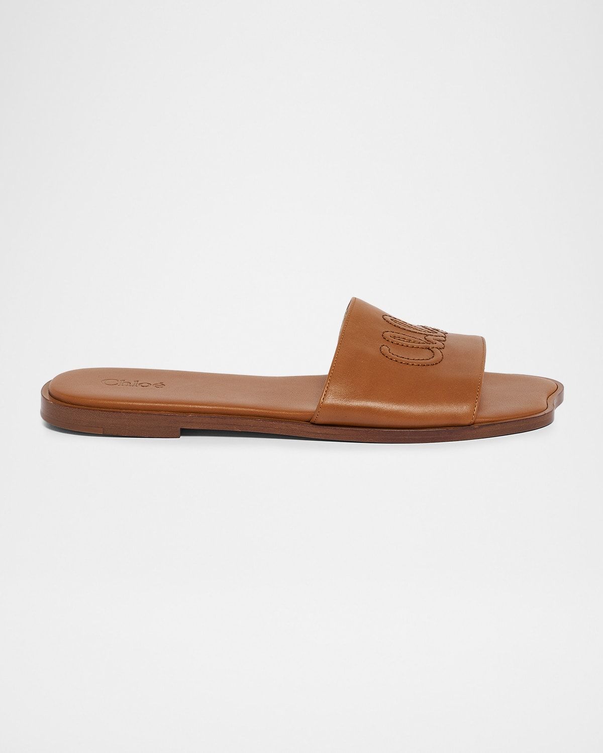 Soleil Leather Flat Slide Sandals