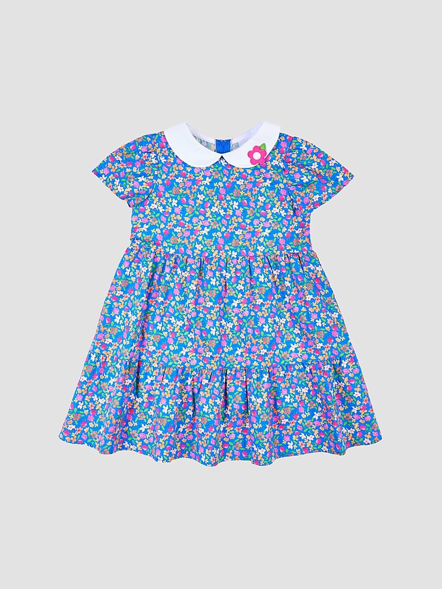 Little Girl's & Girl's Floral Collared Dress - Royal Multi - Size 8