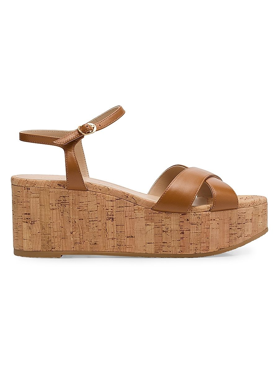 Women's Dayna 65MM Wedge Leather Sandals - Brown - Size 9.5