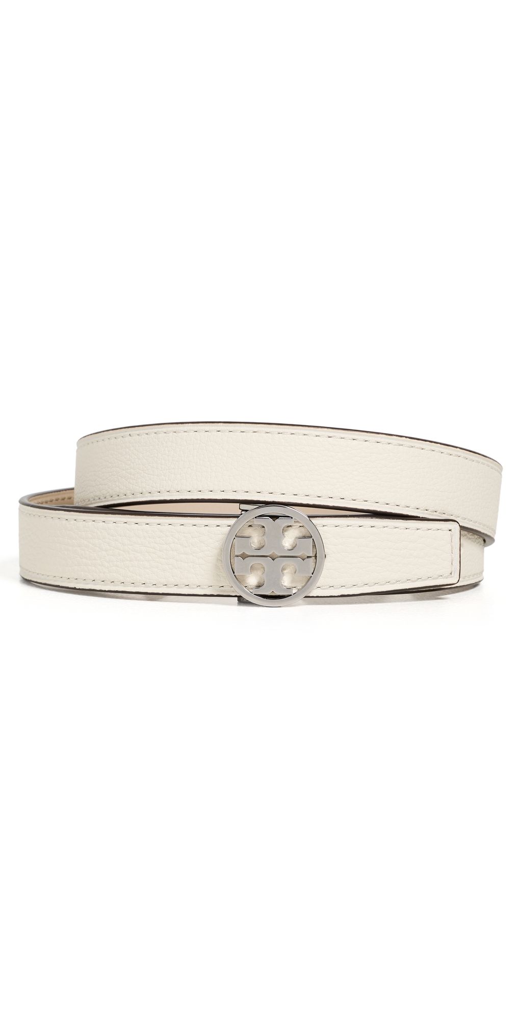 Tory Burch Miller Reversible Belt 1 Warm White/Light Stone/Silver S