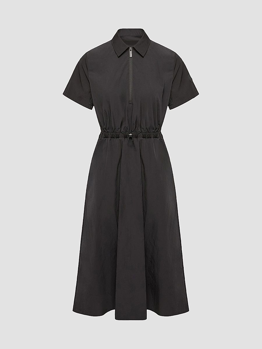 Women's Shirt Dress with Pleats - Black - Size XL