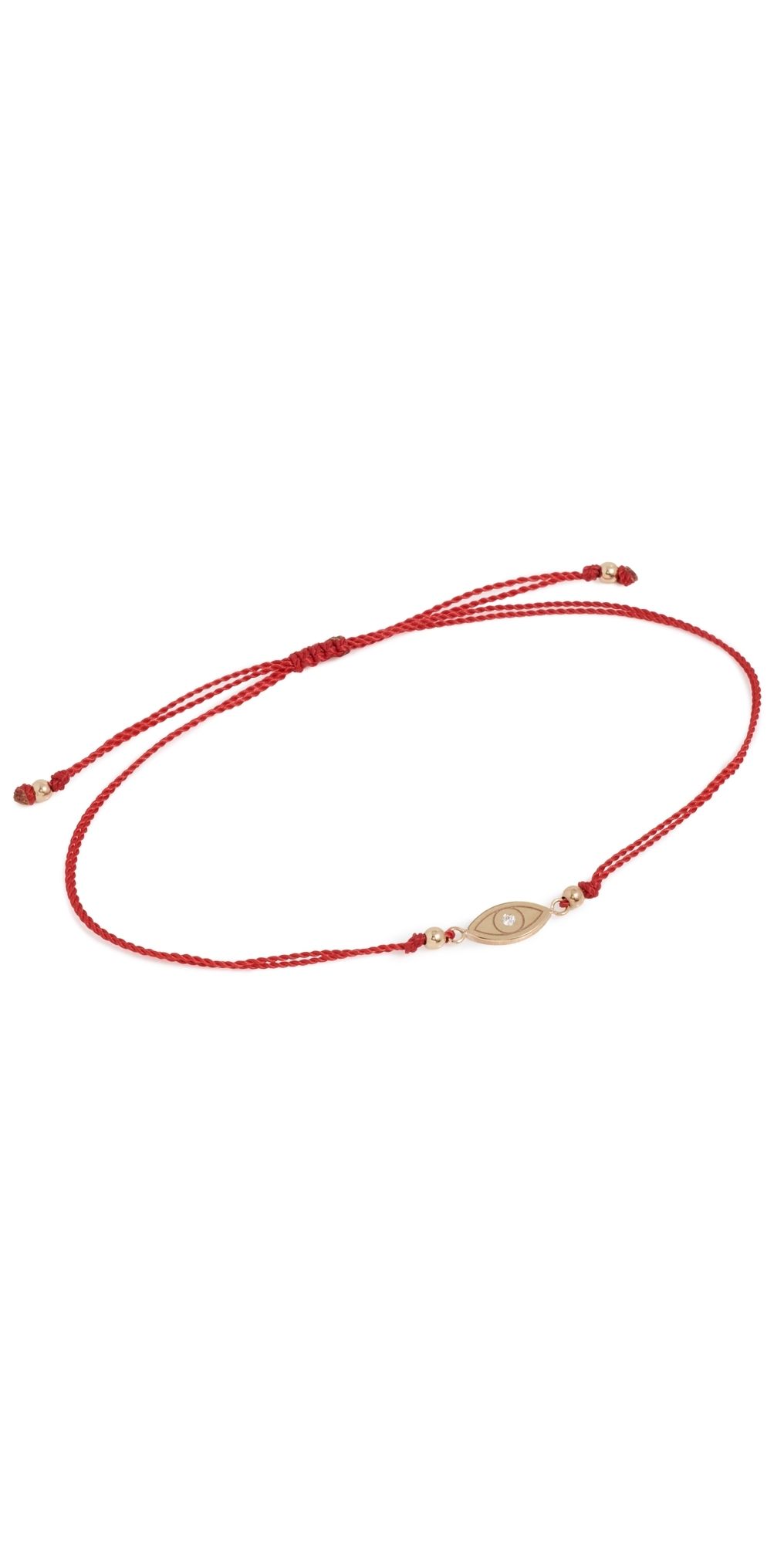 Zoe Chicco 14k Gold Midi Bitty Diamond Evil Eye Cord Bracelet Yellow Gold One Size