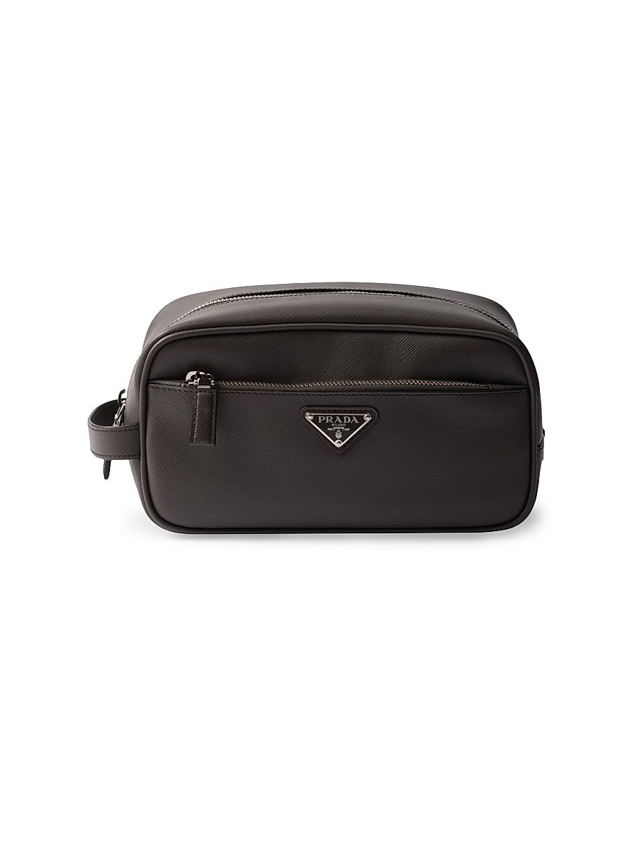 Saffiano Leather Travel Pouch - Grey