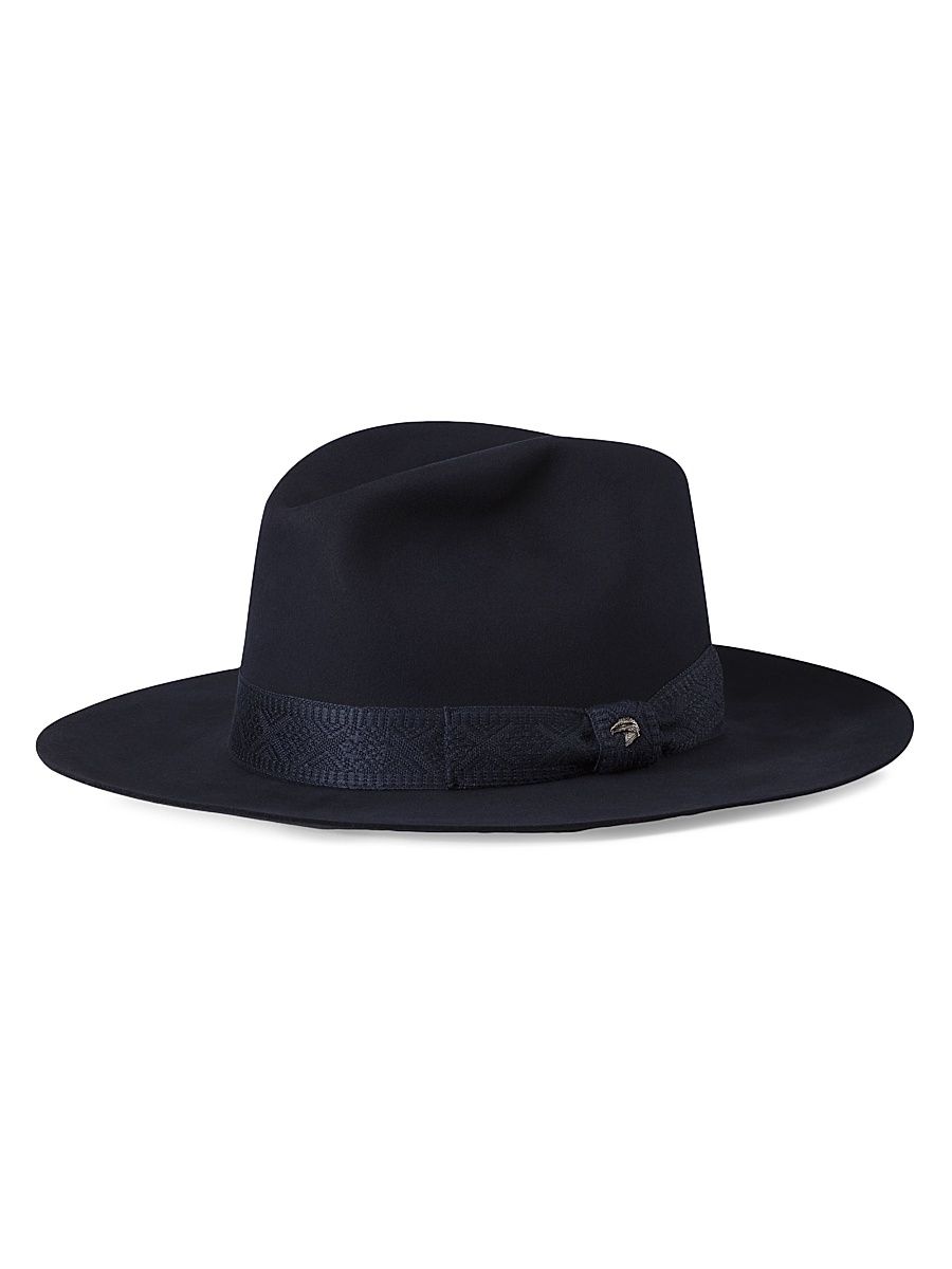 Stefano Ricci Men's Fedora Hat - Black And Dark Blue - Size Medium