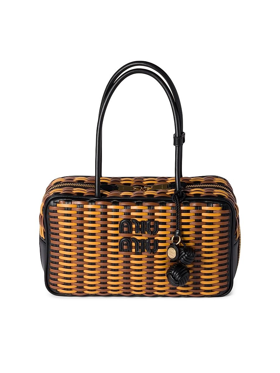 Women's Beau Leather Top Handle Bag - Brown Black Yellow