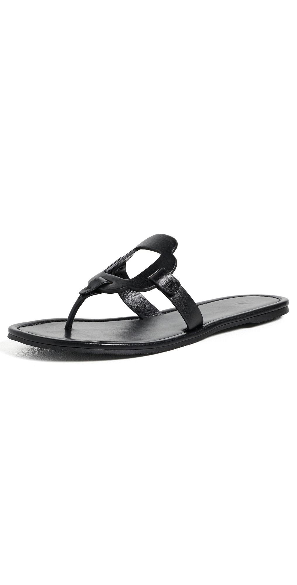 Larroudé Margherita Thong Sandals Black Leather 7.5