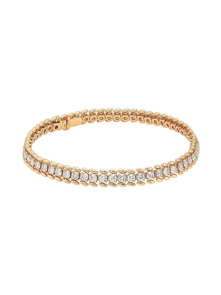 Women's Line 18K Rose Gold & Diamond Bracelet - Rose Gold