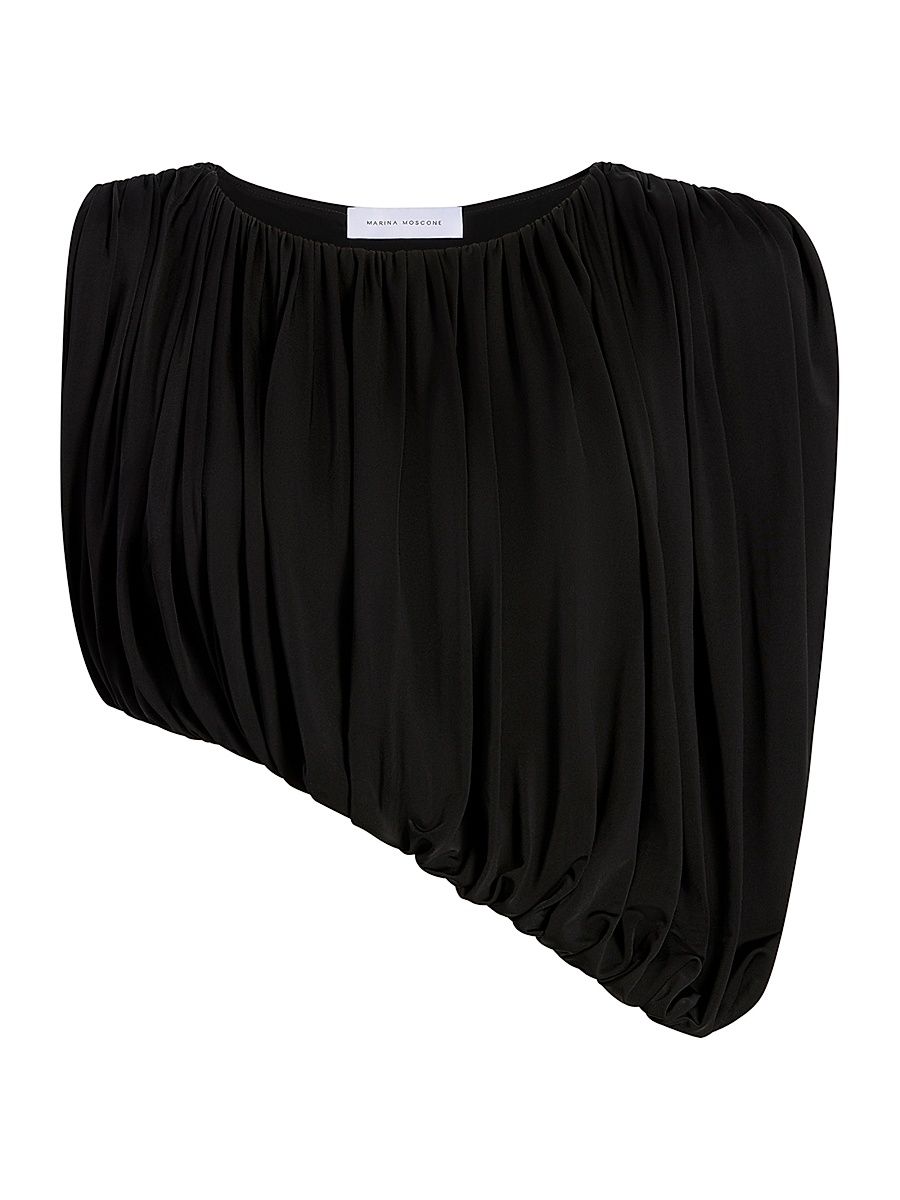 Women's Draped Jersey Top - Black - Size 12