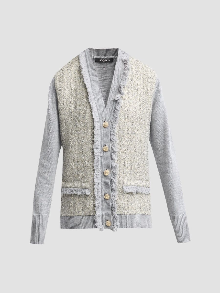 Ungaro Women's Trina Tweed Cardigan - Grey - Size Large