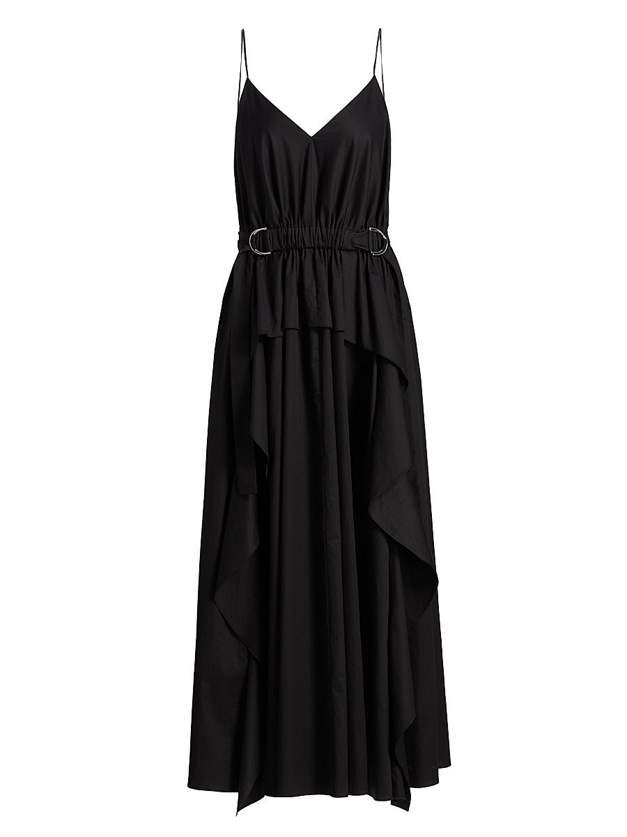 Women's Hattie Cotton Sateen Midi-Dress - Black - Size 14