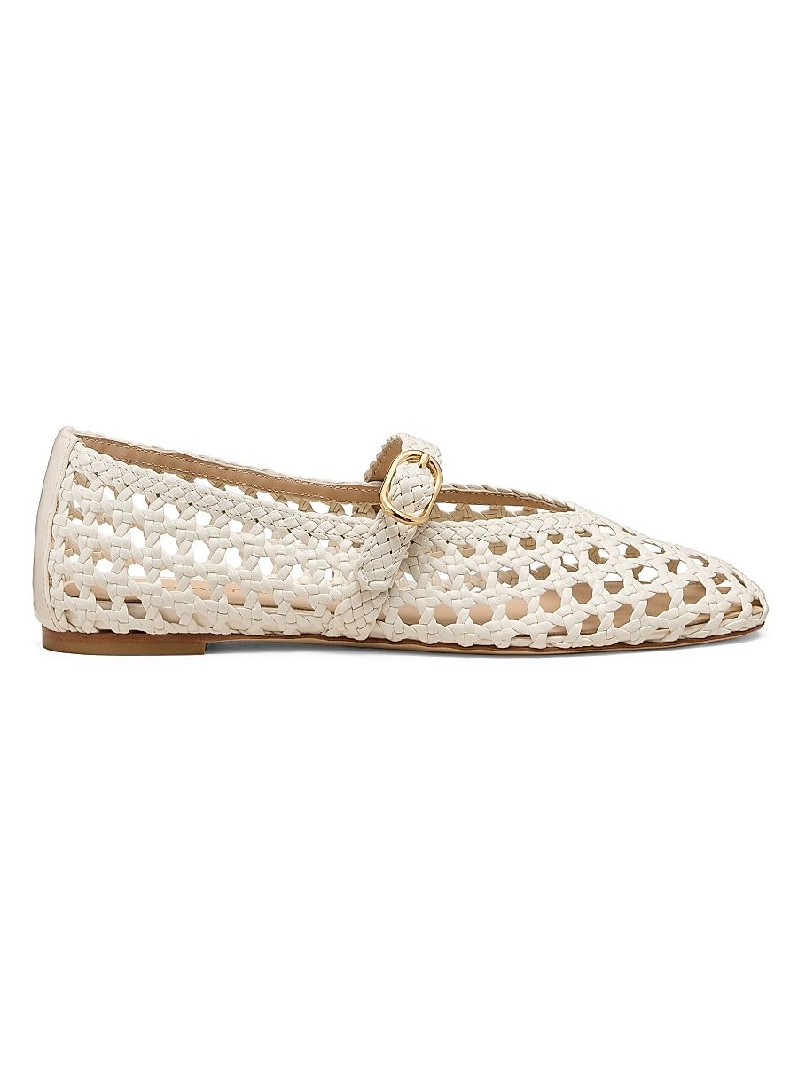 Women's Prim Woven Leather Mary Janes - Cream - Size 9.5