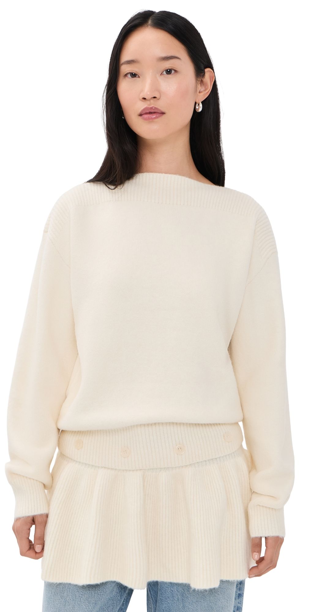 Source Unknown Corinth Peplum Sweater Ivory Ivory M