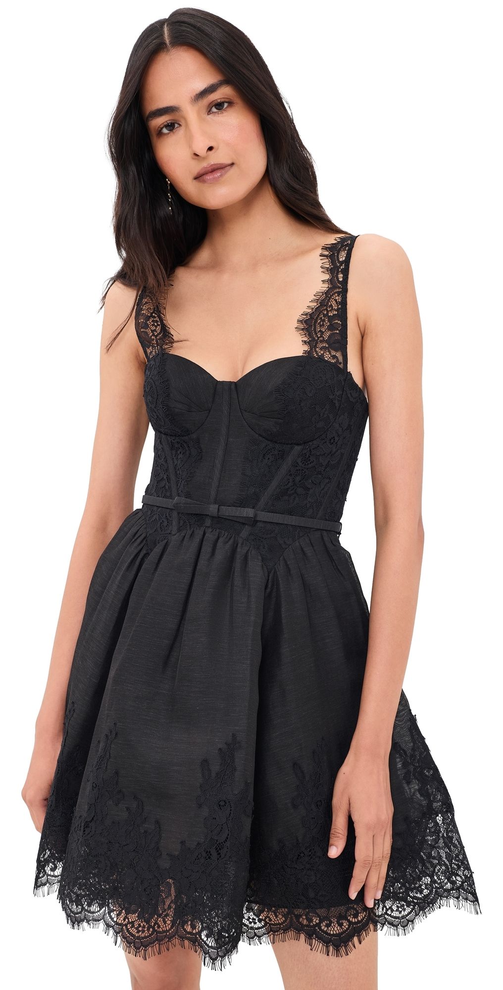 Zimmermann Valiant Lace Trim Mini Dress Black 0