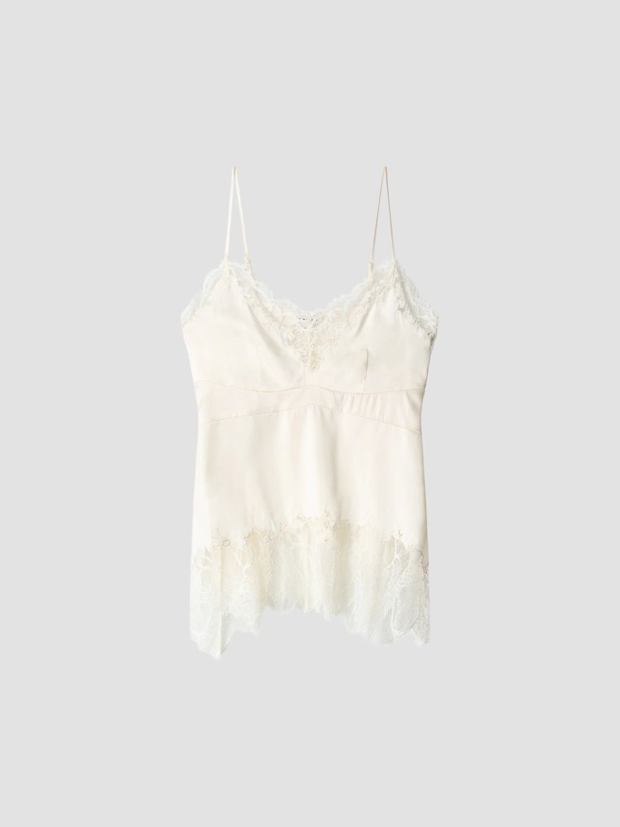 Staud Women's Lina Lace-Trimmed Silk Cami - Ivory - Size XL