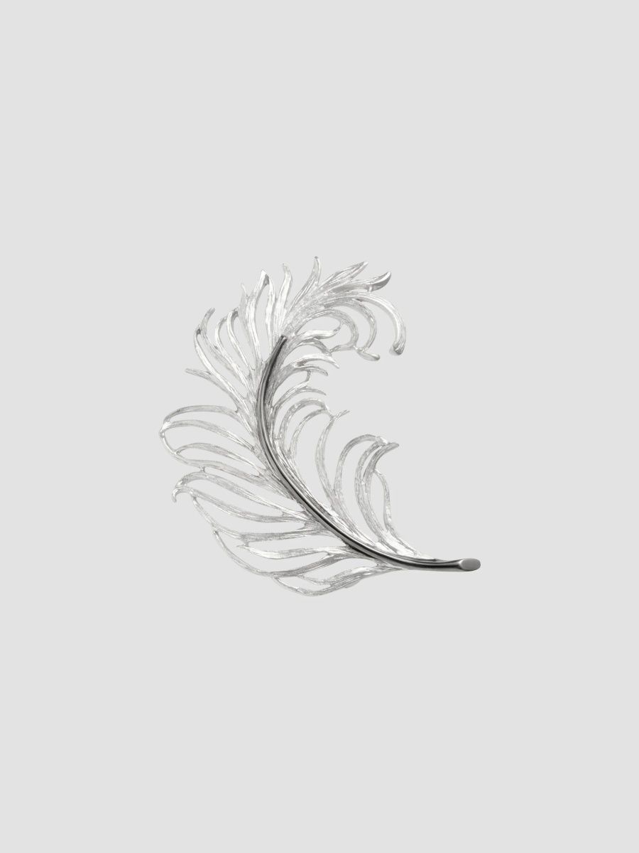Jan Leslie Men's Sterling Silver Feather Lapel Pin - Silver