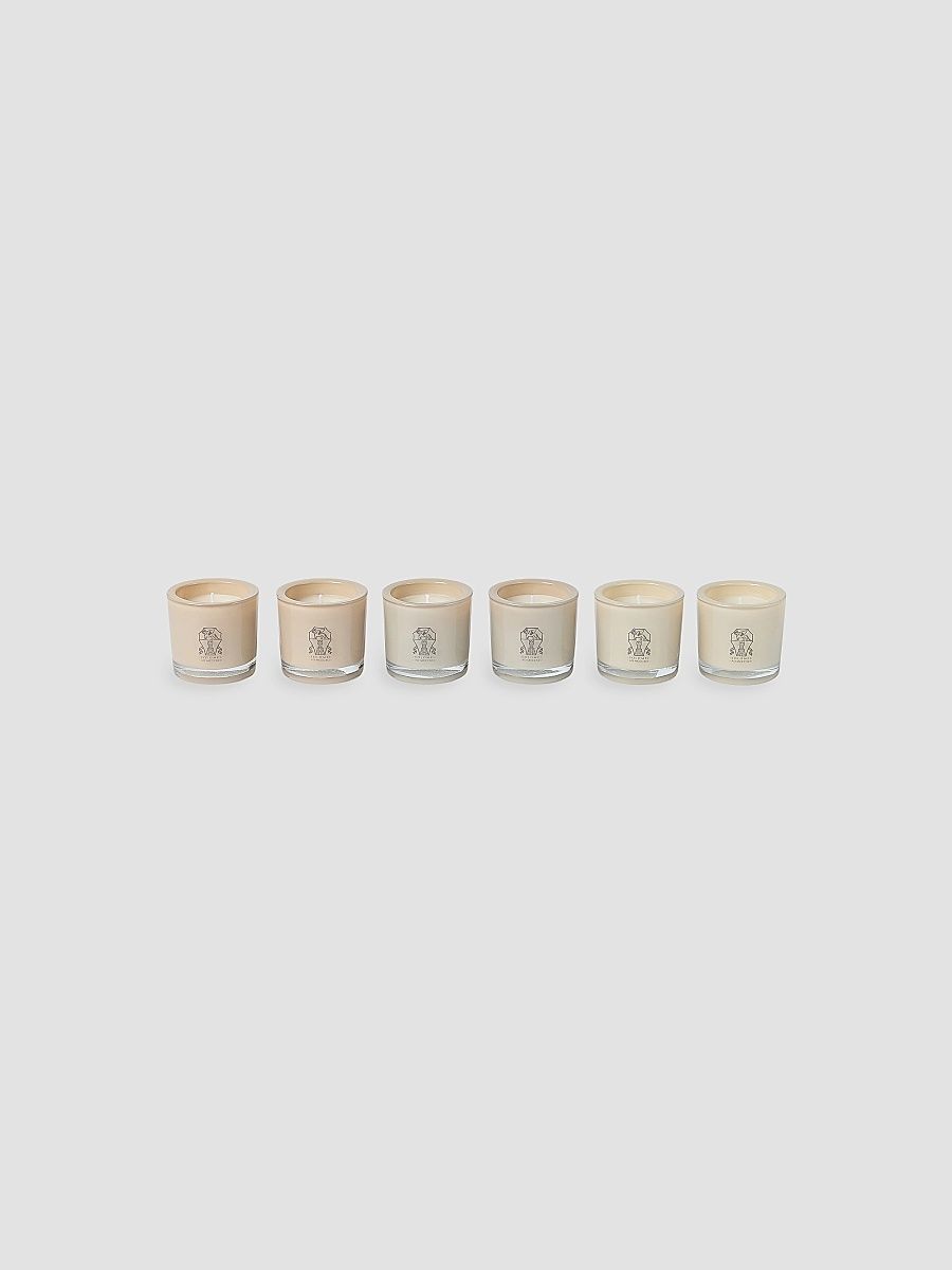 Set of Six Place Card Candles in Glass Holders with Logo - Sand
