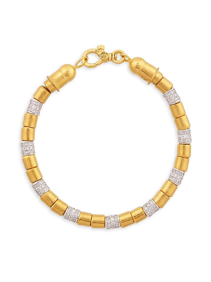 Women's Vertigo 24K Yellow Gold, 18K White Gold & 1.13 TCW Diamond Beaded Bracelet - Yellow Gold