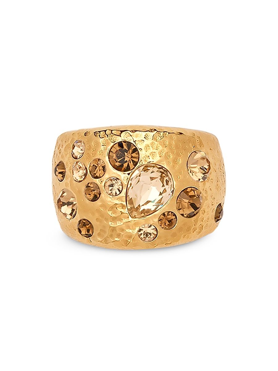 Women's Scramble 24K-Gold-Plated & Glass Crystal Ring - Topaz - Size 7