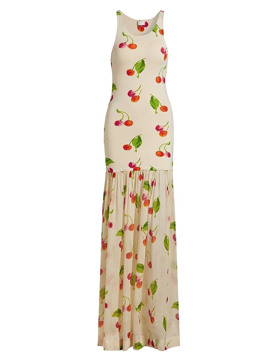 Women's Cherry-Print Maxi Dress - Cherry Bomb - Size Large