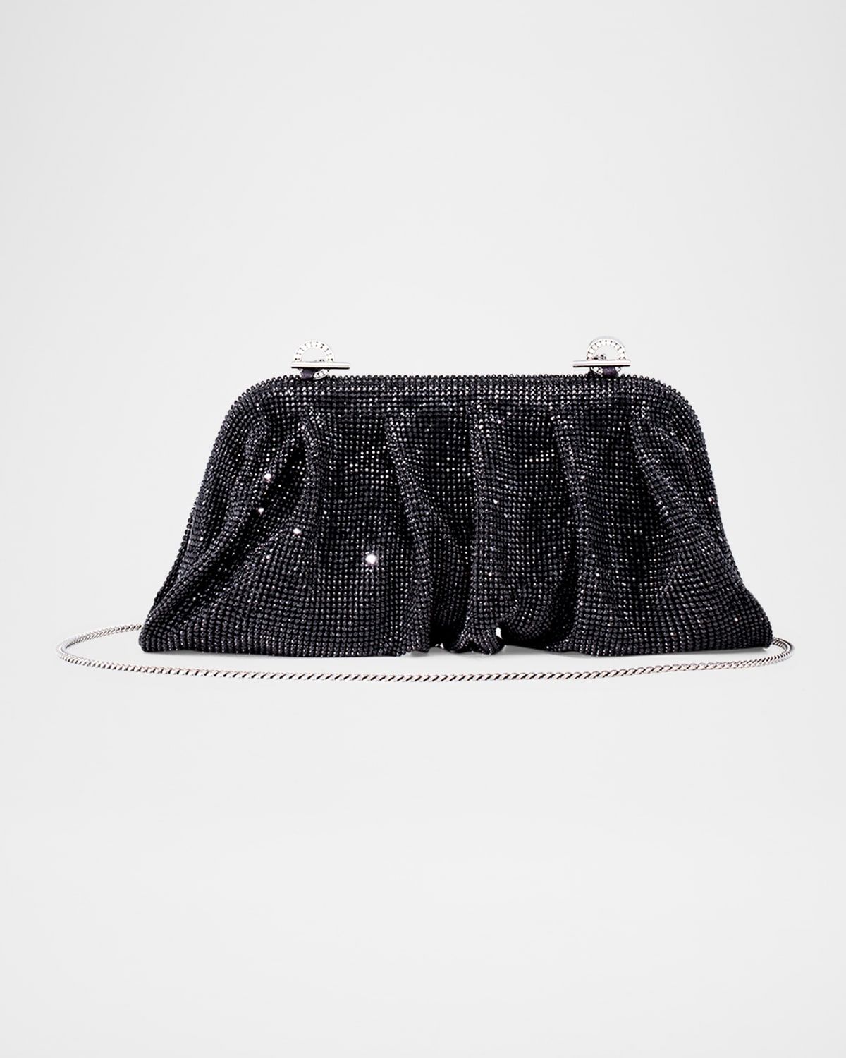 Venus La Grande Ruched Crystal Mesh Clutch Bag