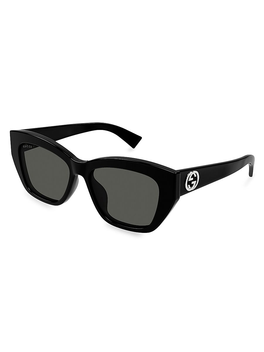 Women's GG Muse 55MM Cat-Eye Sunglasses - Black Silver Black