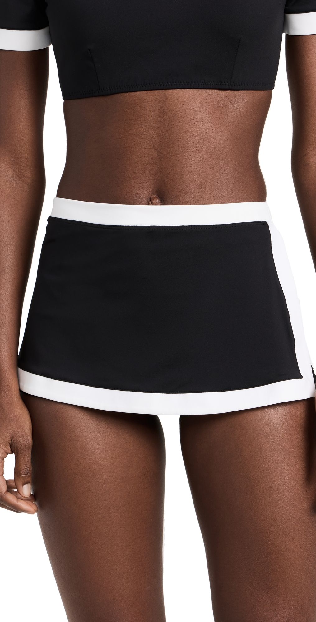 STAUD Nell Swim Skirt Black/White L