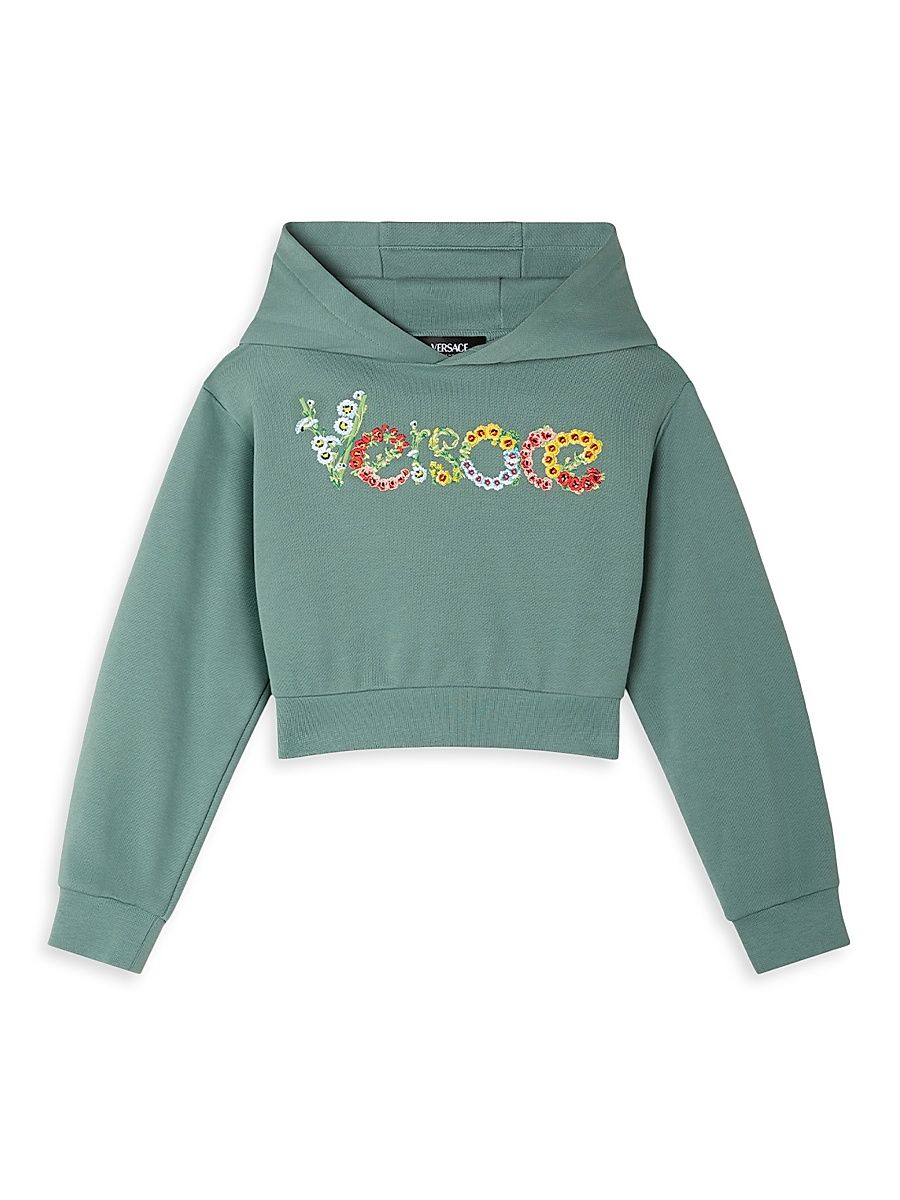 Baby Girl's, Little Girl's & Girl's Logo Flower Embroidered Fleece Sweatshirt - Sage - Size 5