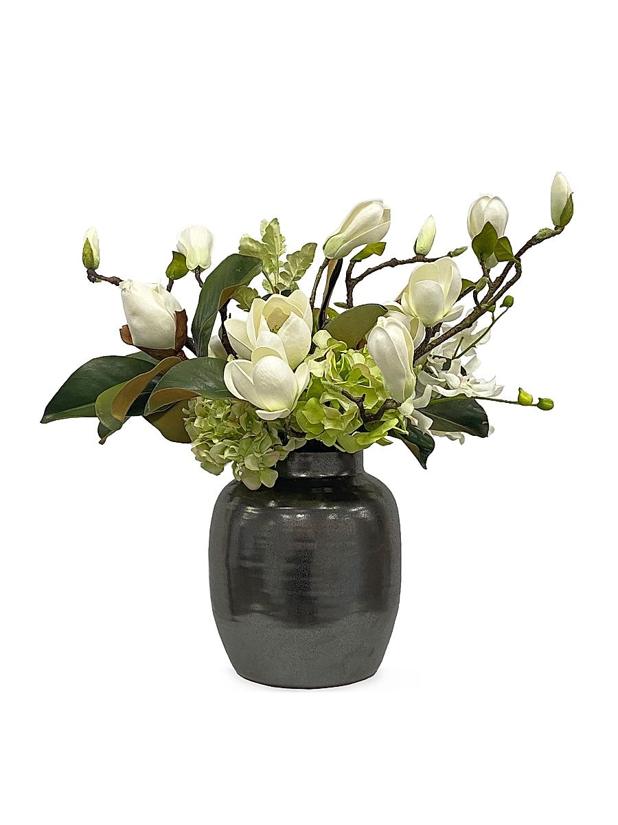 Everyday Floral Magnolia Hydrangea Arrangement - White Green