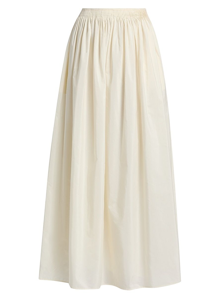 Women's Naya Gathered Cotton-Silk Maxi Skirt - Ivory - Size XS
