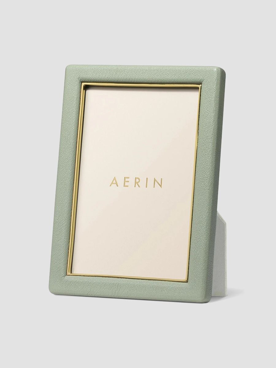 AERIN Piero Leather 4" x 6" Frame - Green