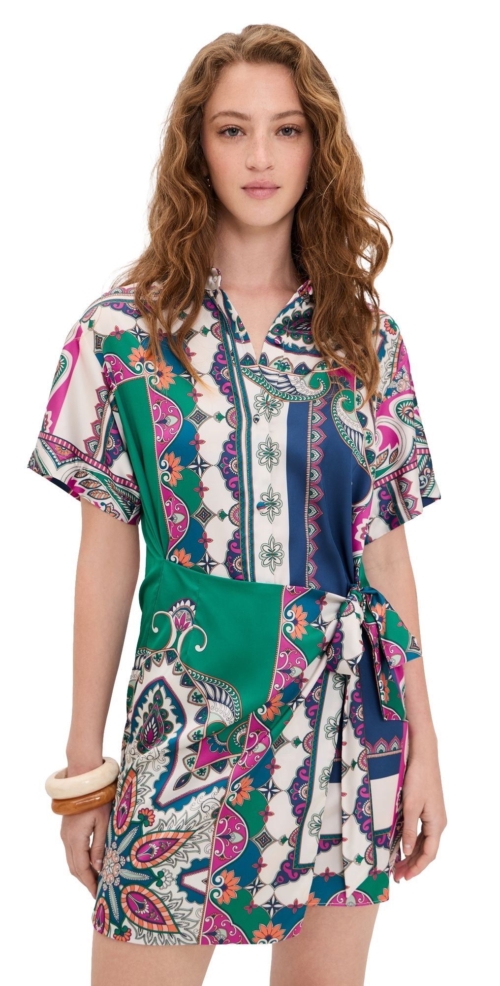 MISA Kezia Dress Multicolored Patchwork Scarf S