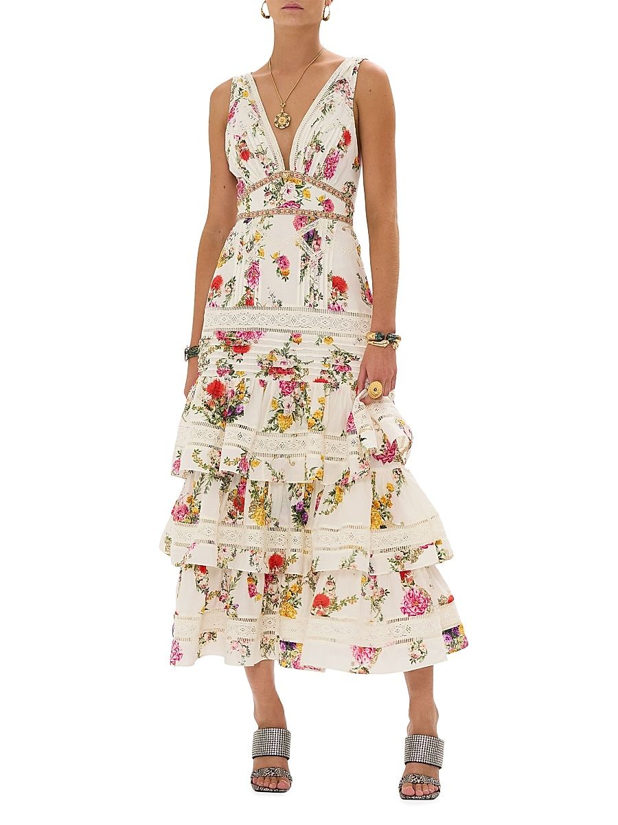 Women's Ruffled Tiered Hem Dress - Egyptian Rose - Size Medium