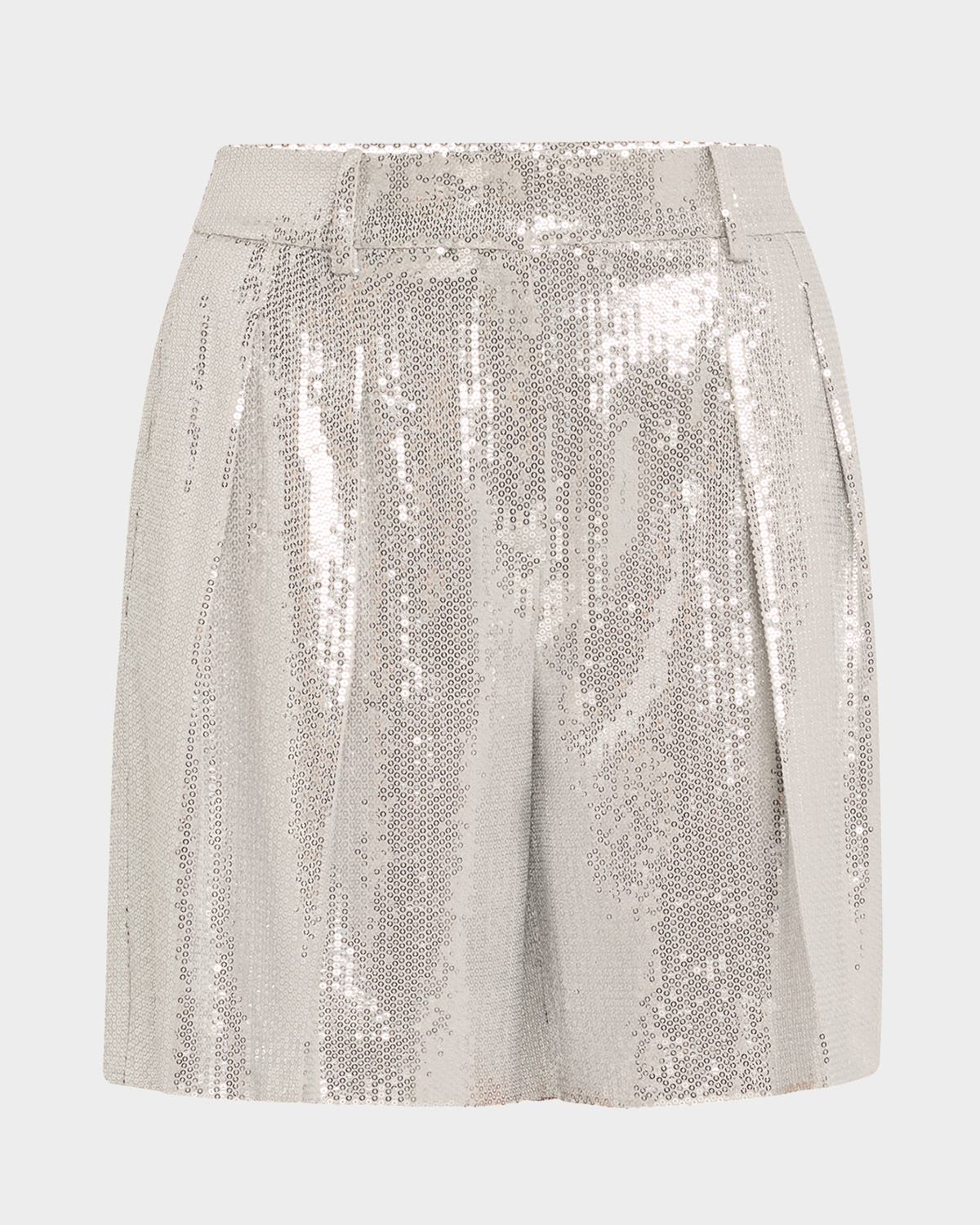 Sequined Pleated Shorts