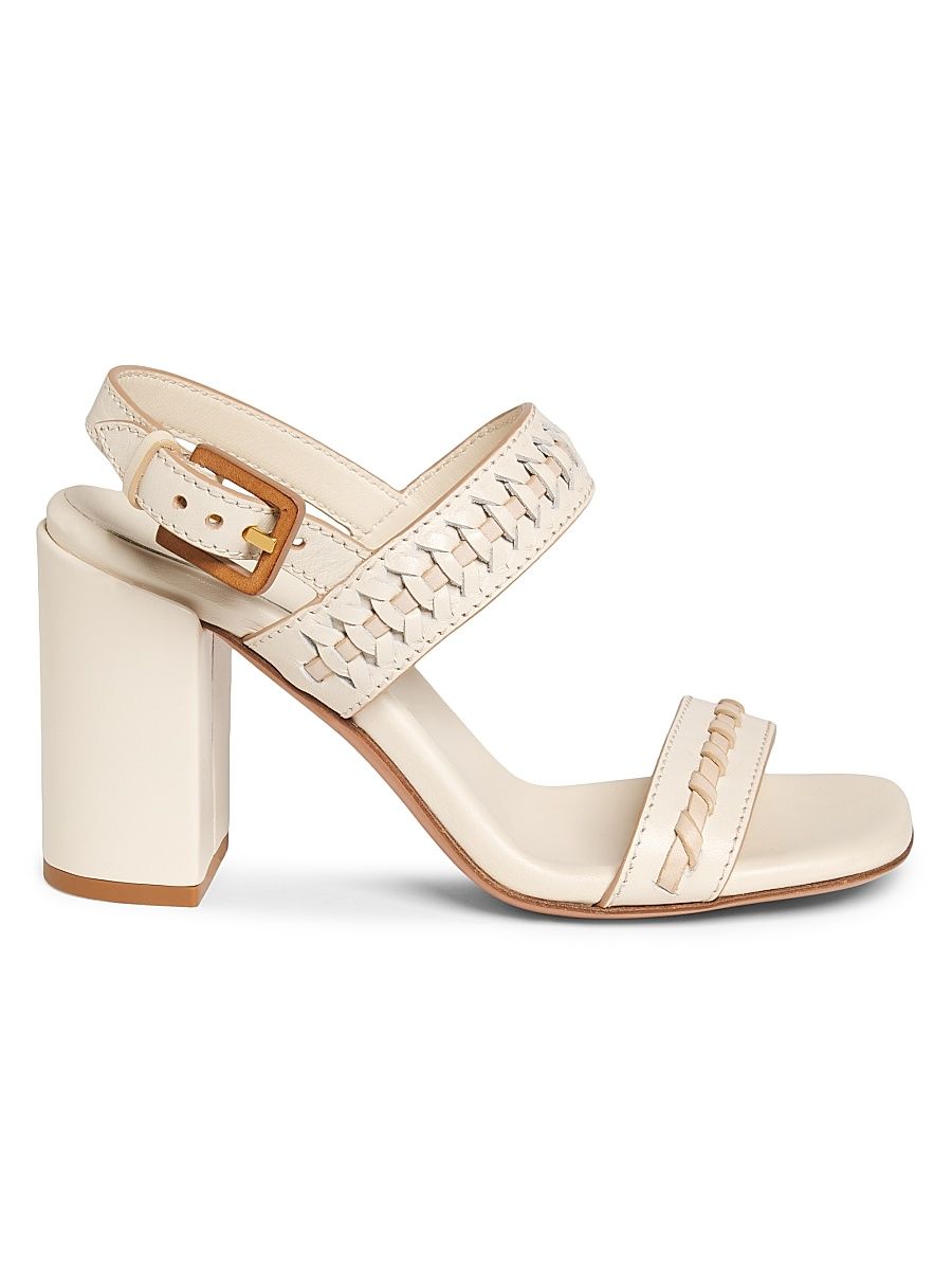 Women's Alchemy 85MM Woven Leather Block-Heel Sandals - Milk - Size 6