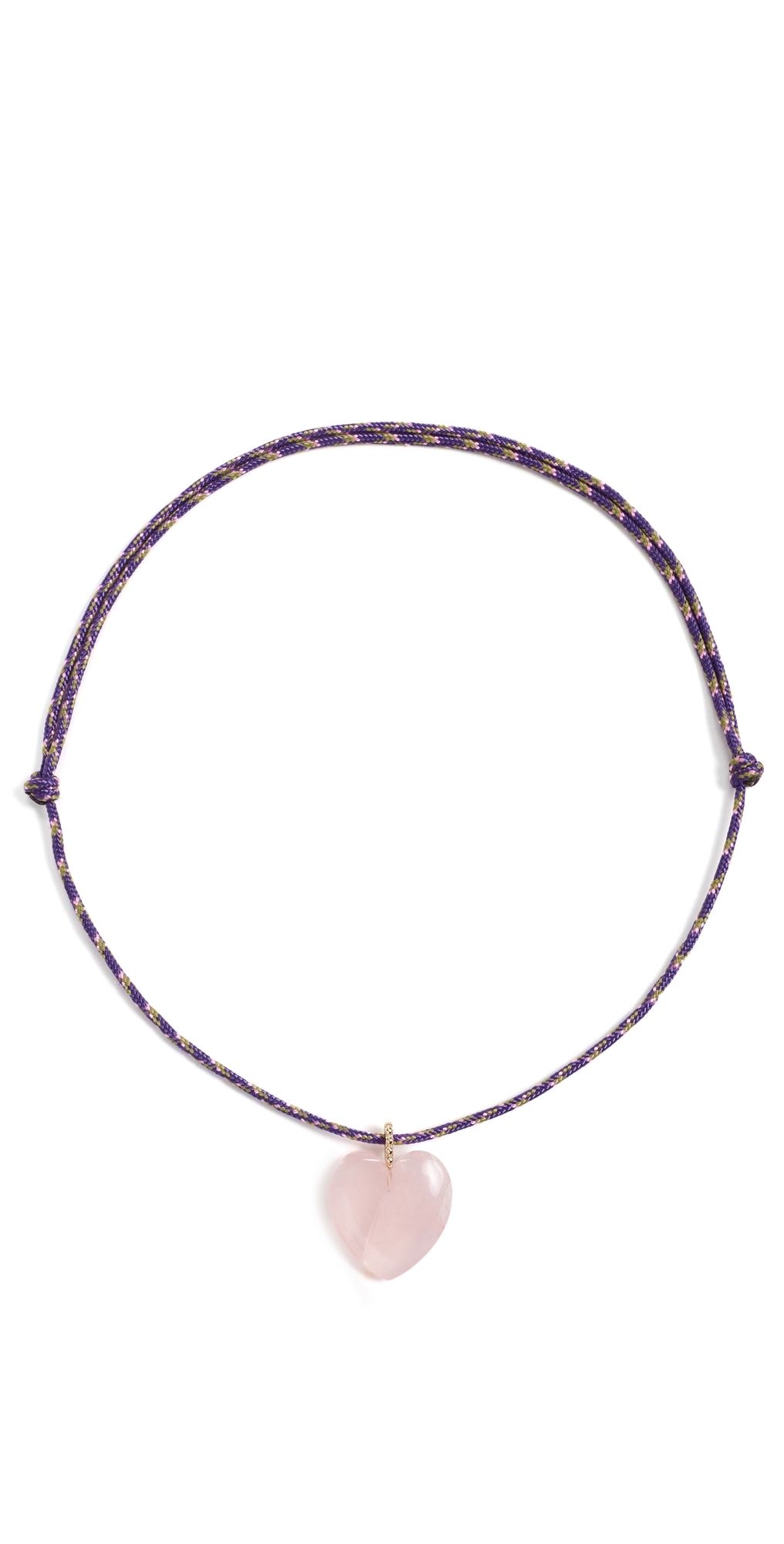 Zoe Chicco Rose Quartz Heart Paracord Necklace 14k Yellow Gold One Size