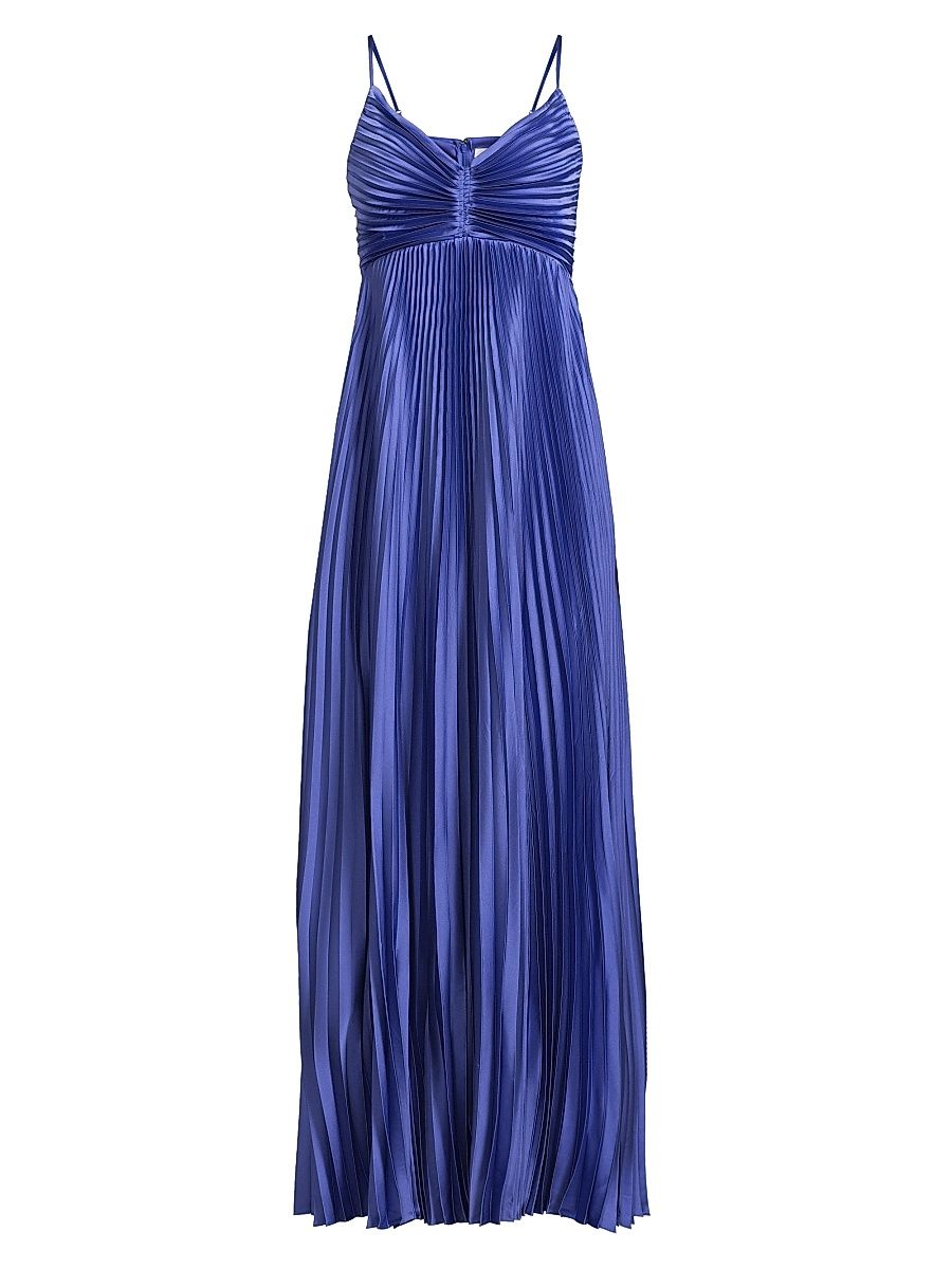 Women's Asra Satin Pleated Gown - Royal Blue - Size 14