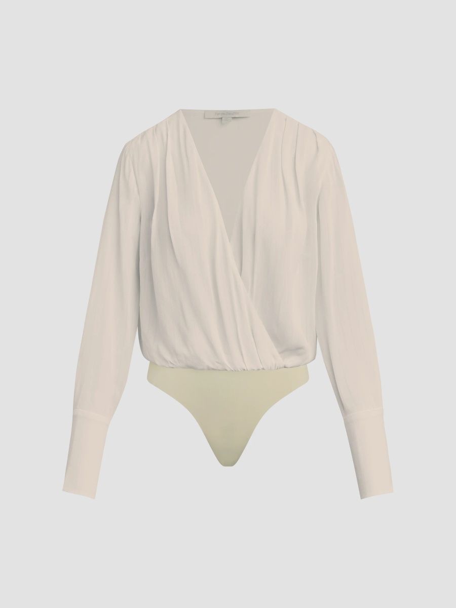 Favorite Daughter Women's The Stripe Jacquard Date Blouse Bodysuit - White - Size XS