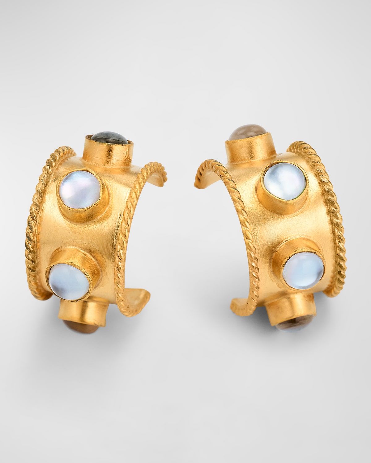 18K Gold-Plated Mother-of-Pearl Huggie Hoop Earrings