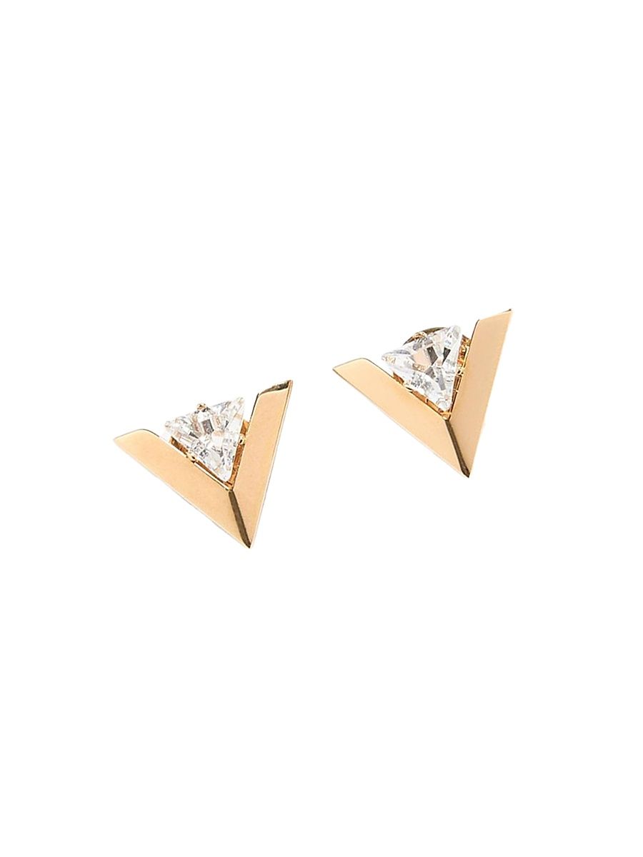 Women's Je Les V Metal and Crystal Earrings - Gold Crystal